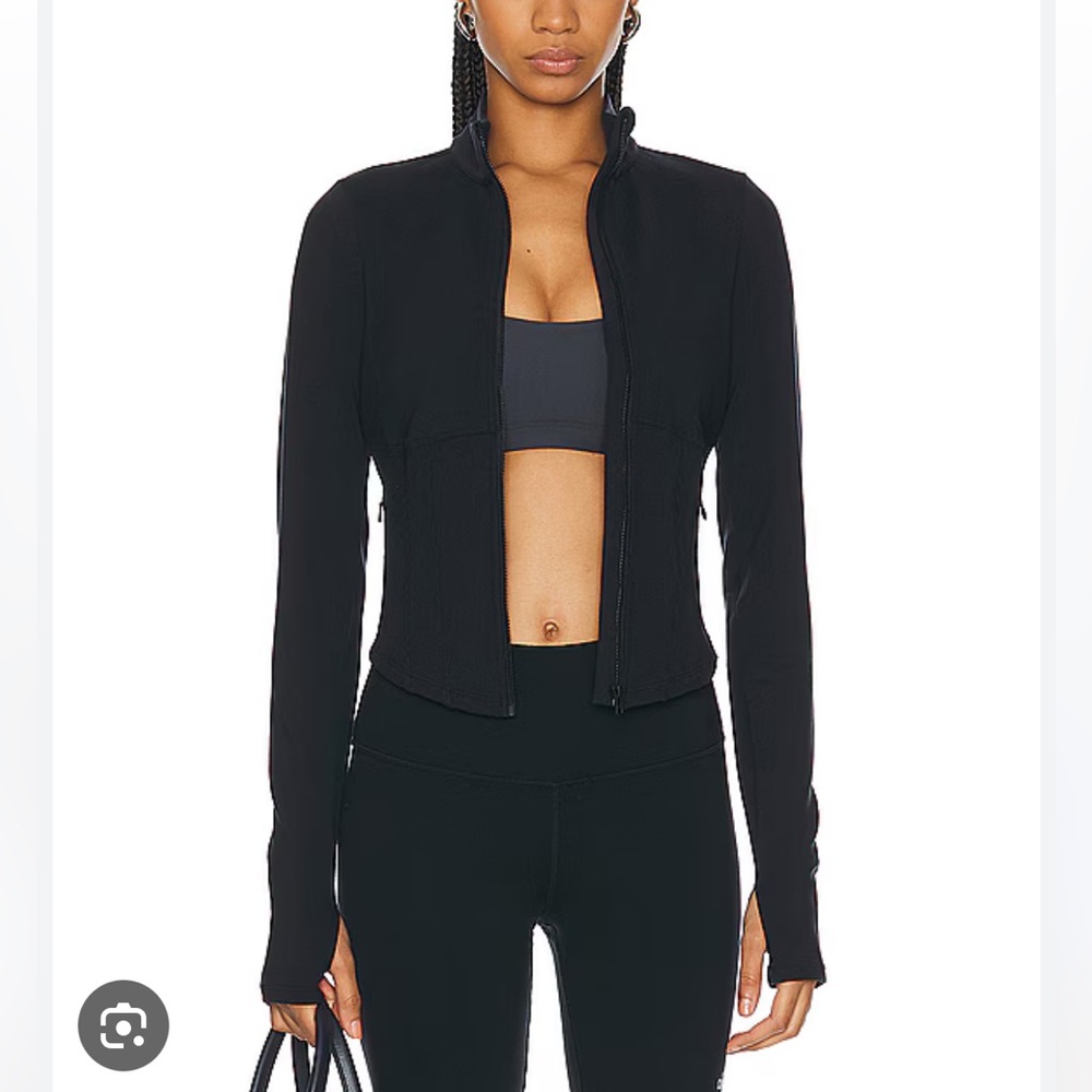 Alo Airbrush Black Corset Full Zip Jacket XS - Picture 2 of 13